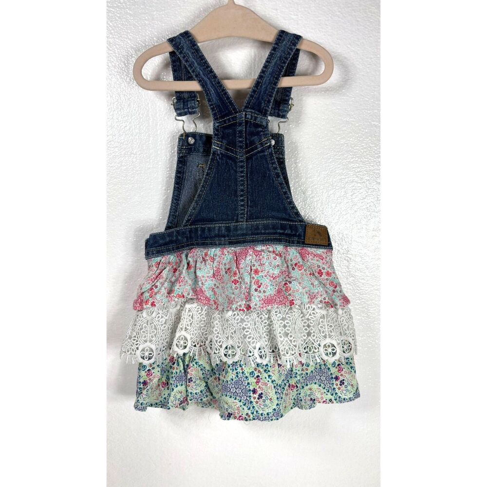 Jordache Girls Denim Bib Top Ruffled Dress Toddler Size 3T - Picture 2 of 9